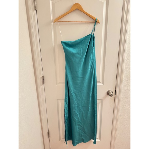 Nasty Gal Midaxi One Shoulder Slip Dress - Green, Size Medium NWT - Picture 5 of 8